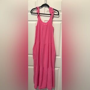 Chic Pink Sleeveless Maxi Dress w/Pockets